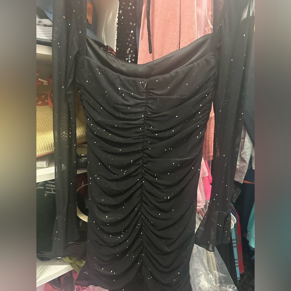 Elegant Black Ruched Dress